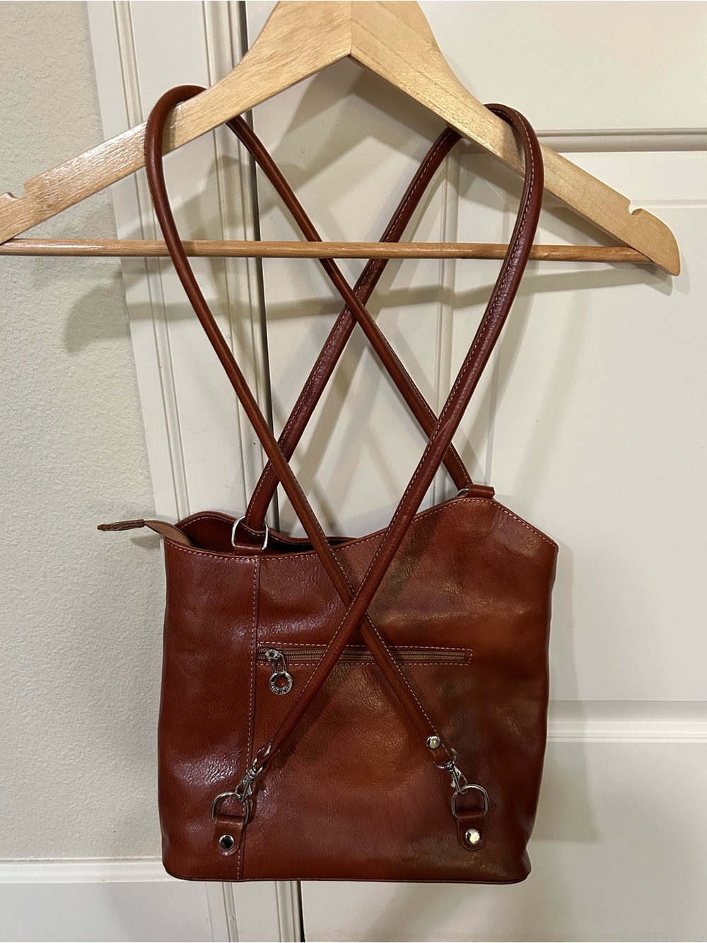 Italian Leather Tote Bag/Backpack style.  Purchased in Florence, Italy 2025